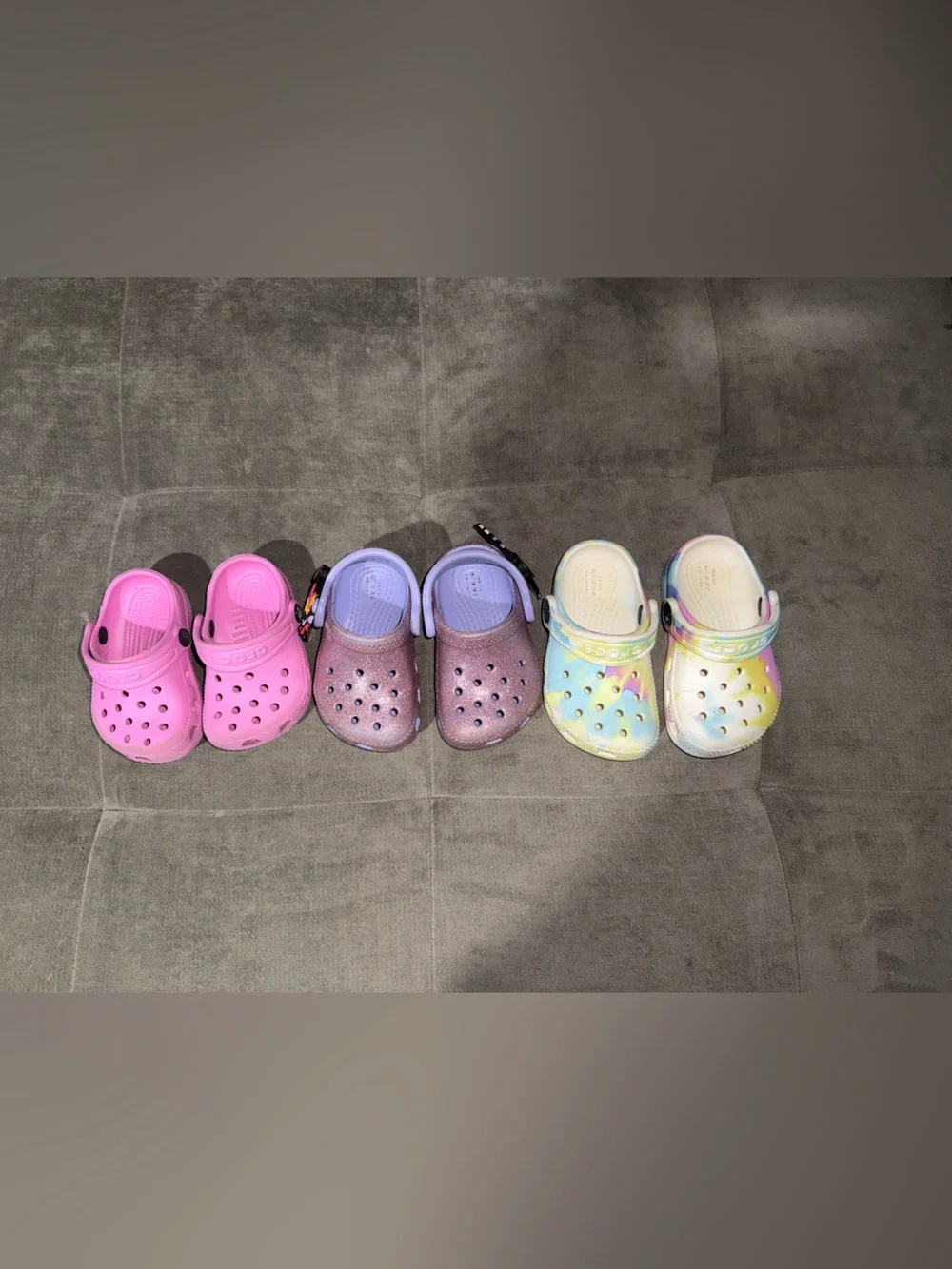 CROCS Kids Slip-On Clogs in Pink, Purple and Pastel Tie-Dye sizes 3-5